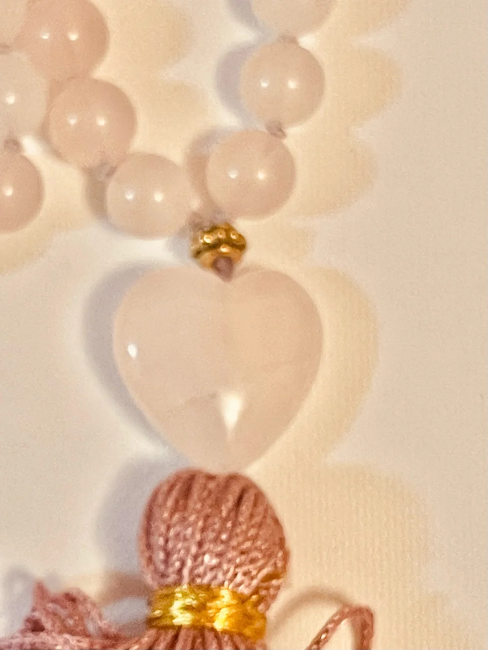 Pink Rose Quartz gemstone mala necklace 108 beads meditation prayer Yoga